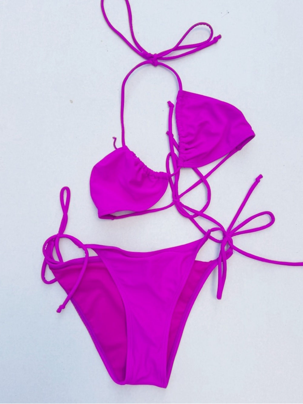 Betty Jade Bikini Set Small Hot Pink String Tie Swim Two Piece